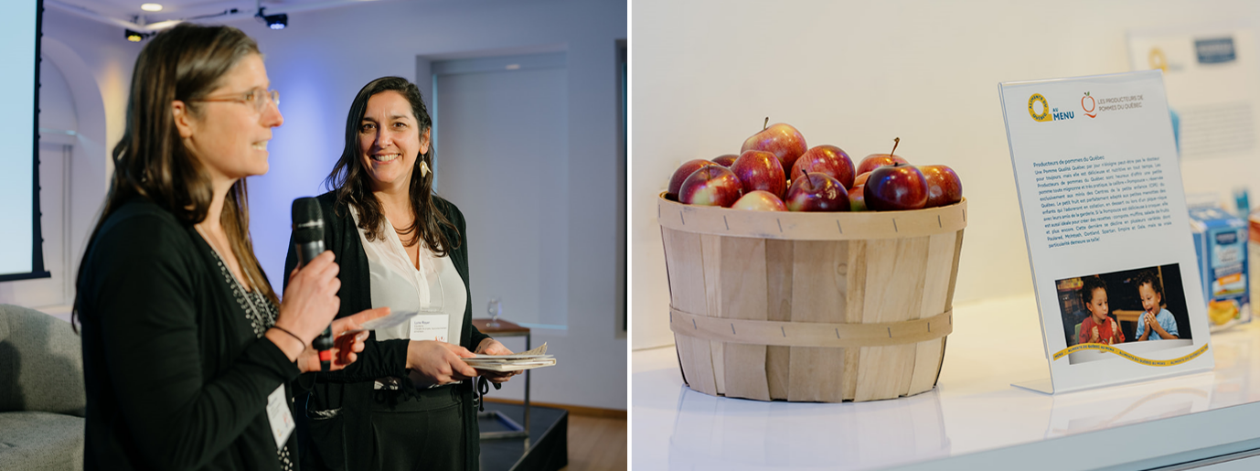 L'équipe d'Équiterre a remis le prix « La plus grande augmentation en approvisionnement local » à CHU Sainte-Justine et le prix « Produit coup de cœur HRI » a été décerné aux Producteurs de pommes du Québec (© Charlotte B.-Domingue)